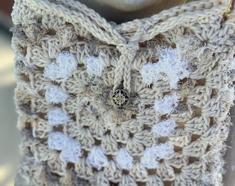 crocheted cotton shoulder crossbody bag