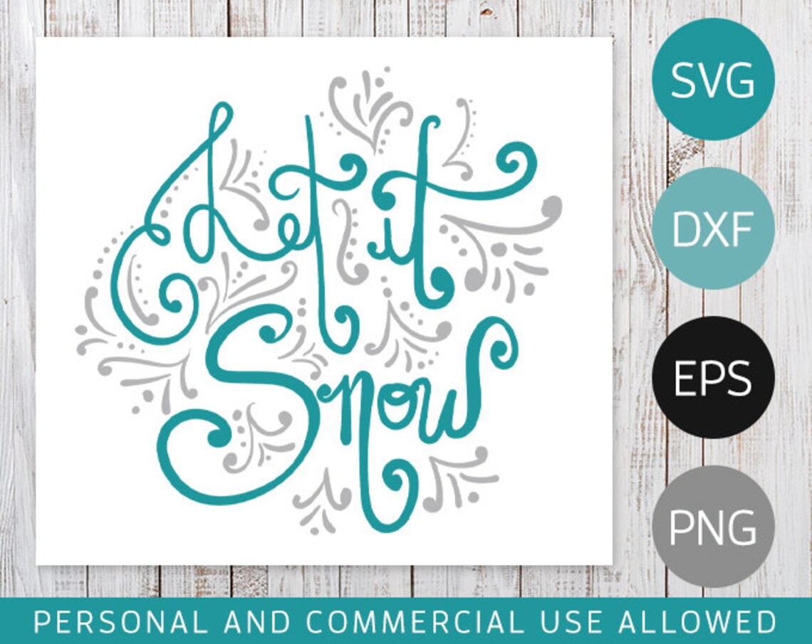 Let It Snow Lettering Cut File for Crafts Like Christmas Cards Etsy India