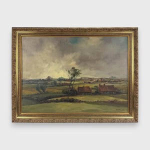 Art, Emiel Joseph Devos Impressionist Pastoral Landscape Oil on Canvas Painting