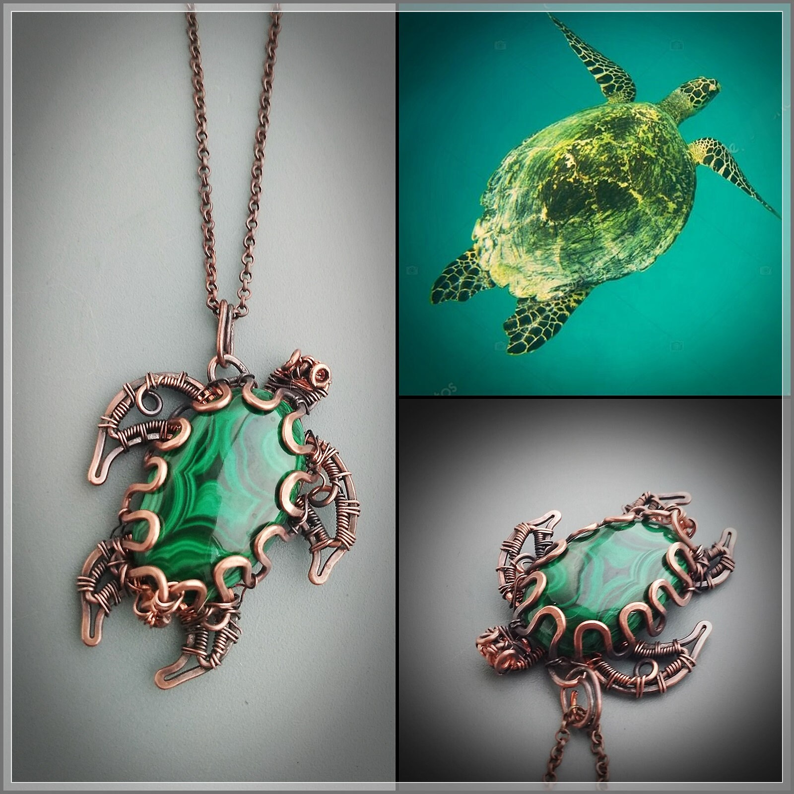 Sea turtle necklace copper jewelry 7th anniversary gifts for Etsy