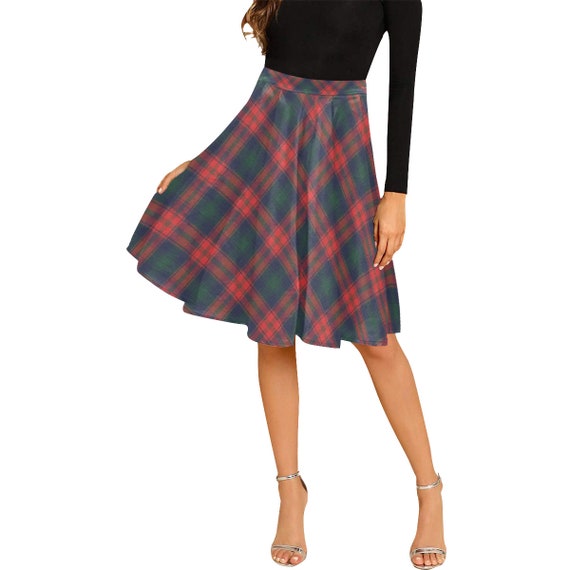 Pleated Midi Skirt -(box pleat bubble circular cowl gathered waisted miniskirt pencil peplum sarong tiered layered tulip yoke wrap vintage)