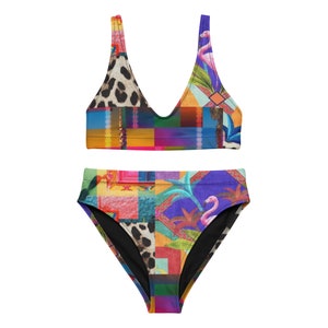 Bikini Set - Designer - Rainbow - Sport Top - Bottom - Swimsuit - High Waist - Two Piece - Bathing Suit - Swim - Summer - Cute