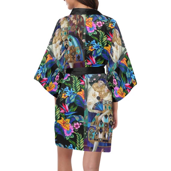 Kimono Dress -(robe sexy wrap wedding party mini little sleeveless summer cocktail elegant designer evening vintage midi 90s club short maxi