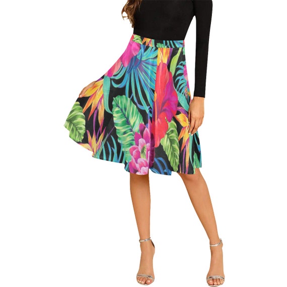 Pleated Midi Skirt -(box pleat bubble circular cowl gathered waisted miniskirt pencil peplum sarong tiered layered tulip yoke wrap vintage)