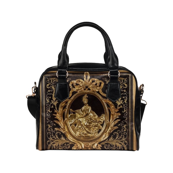 Sac à bandoulière en faux cuir pour femmes, sac à main de luxe de créateur avec sangle, motif bandoulière, Design mignon, noir et or