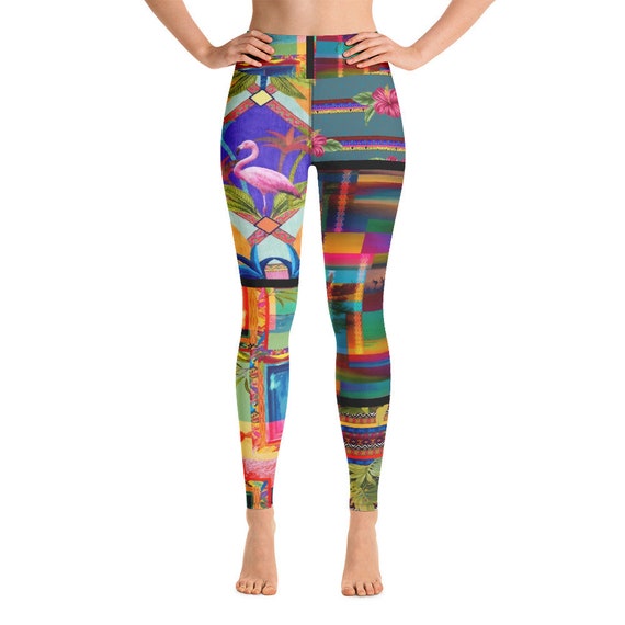 Leggings -(yoga fitness gym workout tights pants sports vintage for women girls cute athletic soft colorful unique abstract designer rave)