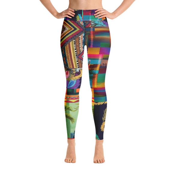 Leggings -(yoga fitness gym workout tights pants sports vintage for women girls cute athletic soft colorful unique abstract designer rave)