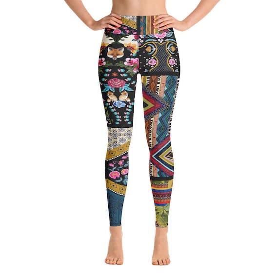 Leggings -(yoga fitness gym workout tights pants sports vintage for women girls cute athletic soft colorful unique abstract designer rave)