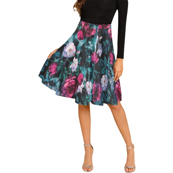 Pleated Midi Skirt -(box pleat bubble circular cowl gathered waisted miniskirt pencil peplum sarong tiered layered tulip yoke wrap vintage)