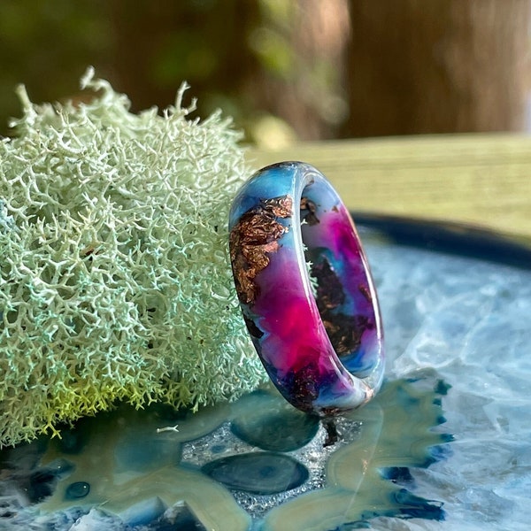 Blue resin ring, Resin ring, Couples ring set, Epoxy resin ring, Mens pinky rings, Mens resin ring, Alternative engagment rings