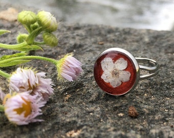 Epoxy resin ring, best friend rings, nature resin ring, birth flower ring, adoption gifts