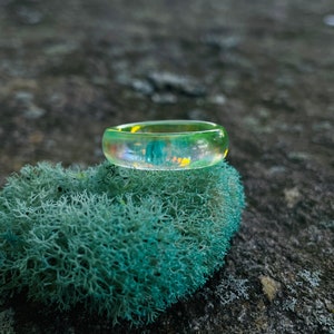 Green resin ring, rainbow resin ring, resin ring, best friend rings, engagment rings