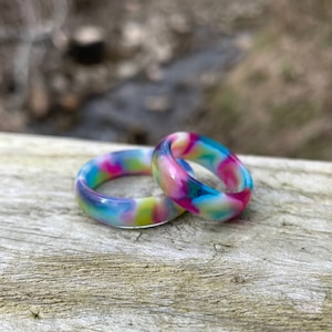 Rainbow resin ring, resin ring, best friend rings, engagment rings, cna gifts, LGBT jewelry