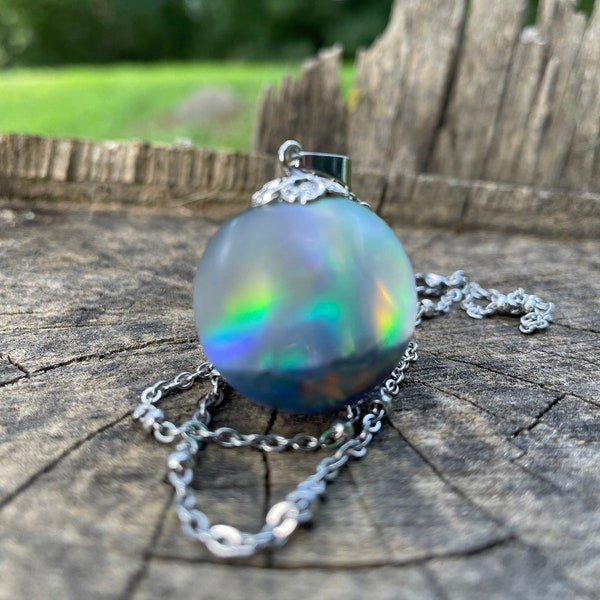 Night sky pendant, Faux black opal pendant, astronomy gifts, clear resin necklace, adoption gifts