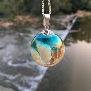 Ocean resin necklace, resin necklace, epoxy resin necklace, resin orb necklace, cruise gifts, adoption gifts