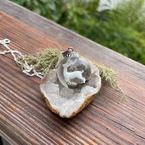 Deer necklace, deer resin necklace, forest resin necklace, epoxy resin jewelry