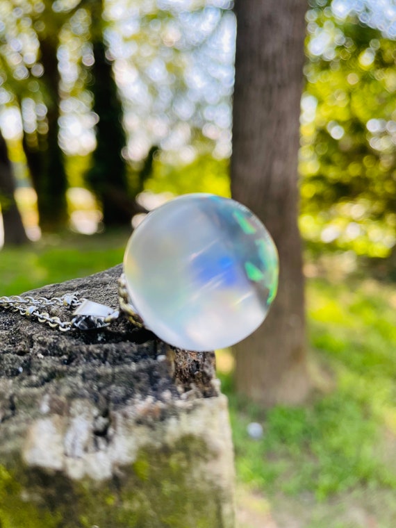 Orb Resin Pendant: Night Sky Necklace With Sterling Silver Chain