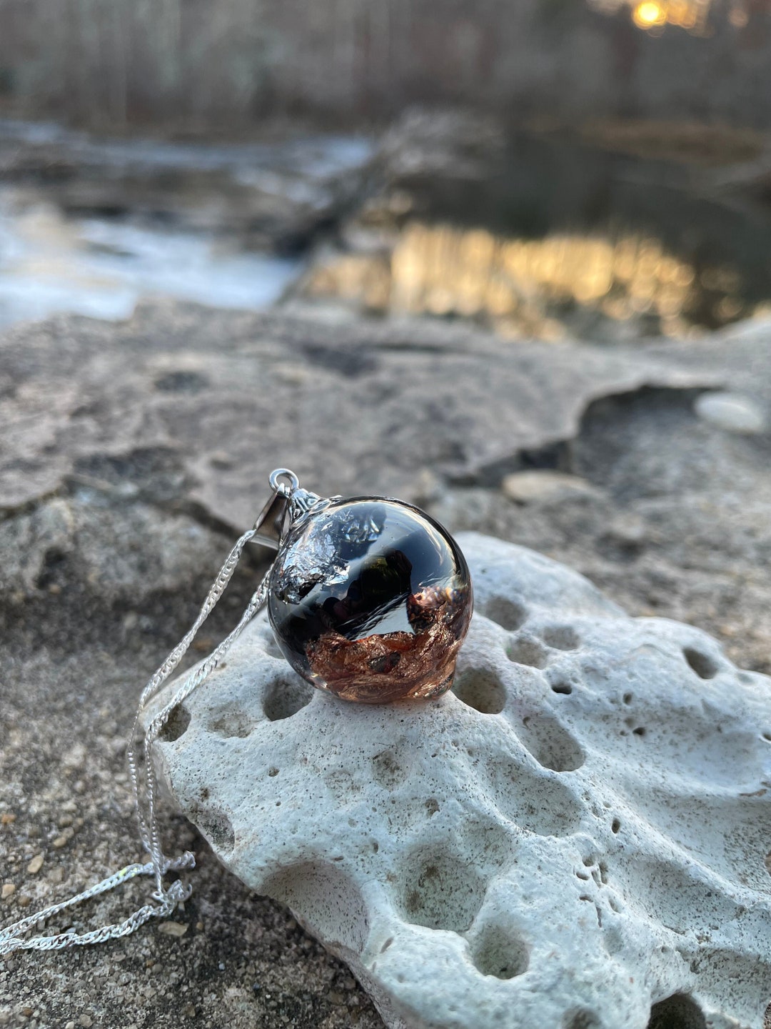 Clear Resin Necklace Resin Inclusions Night Sky Pendant Etsy