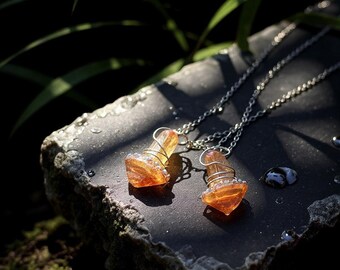 Tangerine Quartz Necklace, Crystal Epoxy Resin Jewelry: Real stones