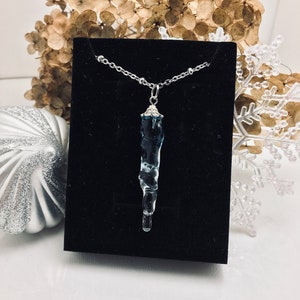 Christmas jewelry-icicle resin necklace-glass resin jewelry-unique resin pendant-wood resin jewelry-wanderlust jewelry-gift for her