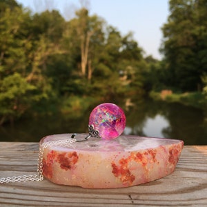 Resin orb necklace, epoxy resin necklace, adoption gifts