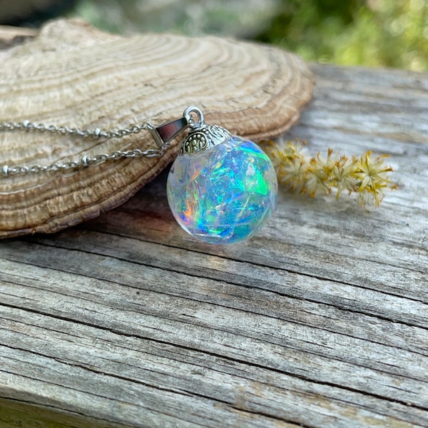 Resin necklace, Epoxy resin necklace, Resin orb necklace, fairytale necklace, galaxy pendant, astronomy gifts, adoption gifts