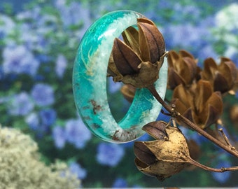 Blauer harz ring, kreuz geschenke, natur harz ring, herren harz ring, ästhetische ringe