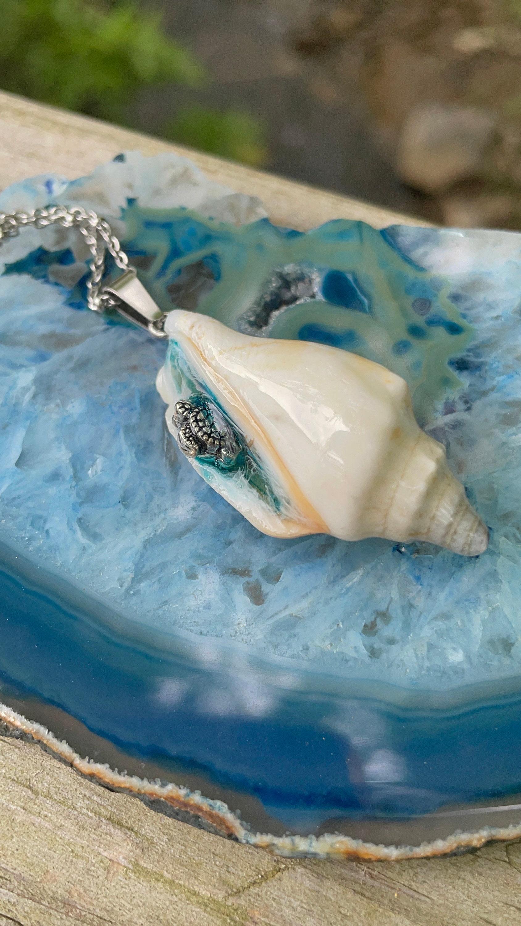 Collana in argento sterling con tartaruga marina Abalone / Ciondolo oceano fatto a mano - Italia