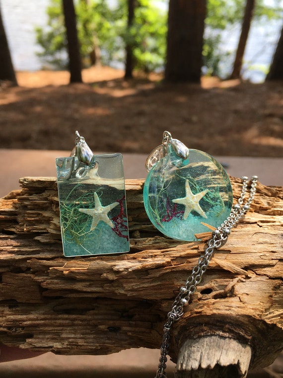 Ocean Resin Necklace Cruise Gifts Wood Resin Jewelry Etsy UK