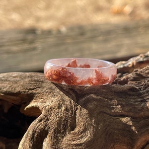 Pink resin ring, resin rings, epoxy resin ring, engagment rings, wood resin jewelry