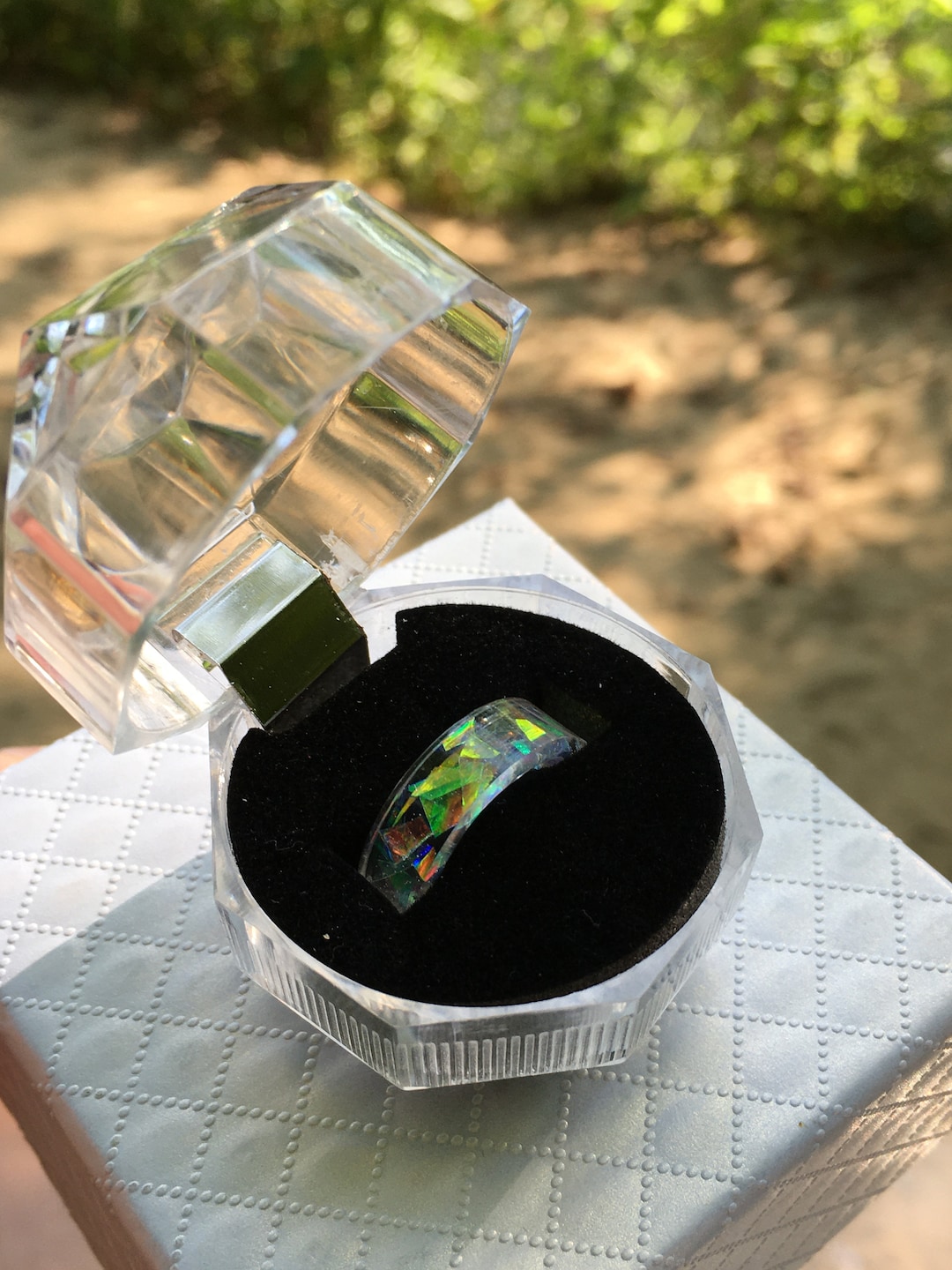Translucent Ring Iridescent Resin Ring: Translucent Rainbow Epoxy Ring - Etsy