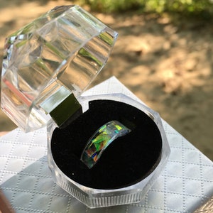 Iridescent ring, best friend rings, resin ring, epoxy resin ring, fantasy rings, pinky ring women, couple ring set, lesbian ring