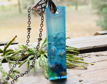 Resin flower pendant, epoxy resin necklace, succulent jewelry, adoption gifts