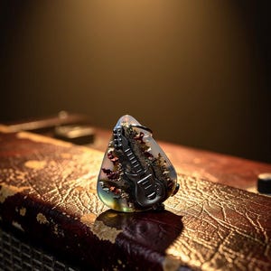 Collar de resina con púa de guitarra hecho a mano: Gargantilla de cobre