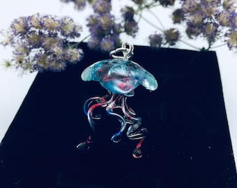 Jellyfish resin pendant, Jellyfish necklace, jellyfish pendant, unique jewelry, beach themed jewelry, wanderlust jewelry, gifts for her