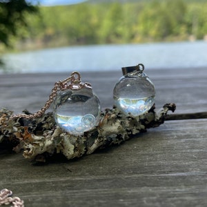 Clear Bubble Resin Necklace, Fairy Resin Necklace, Moonstone Necklace,Epoxy resin necklace, Gifts for her