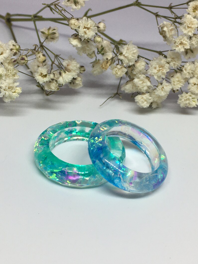 Translucent Ring Iridescent Resin Ring: Translucent Rainbow Galaxy Ring - Etsy