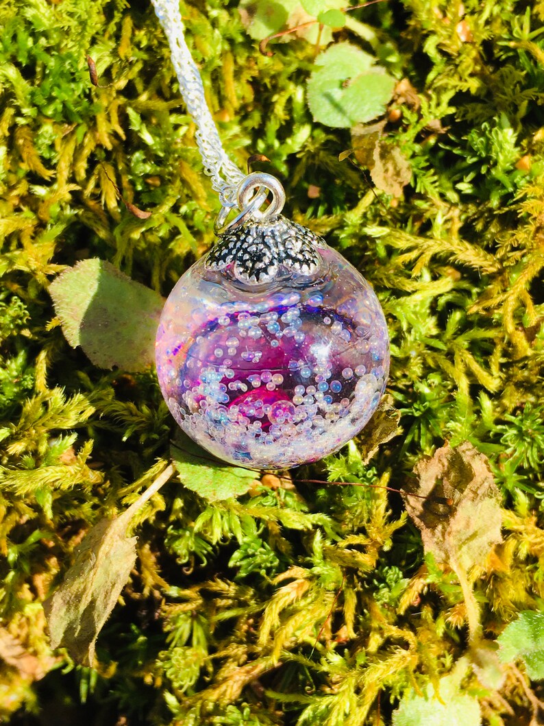 wish resin necklace Purple and Pink galaxy bubble resin necklace gifts for her
