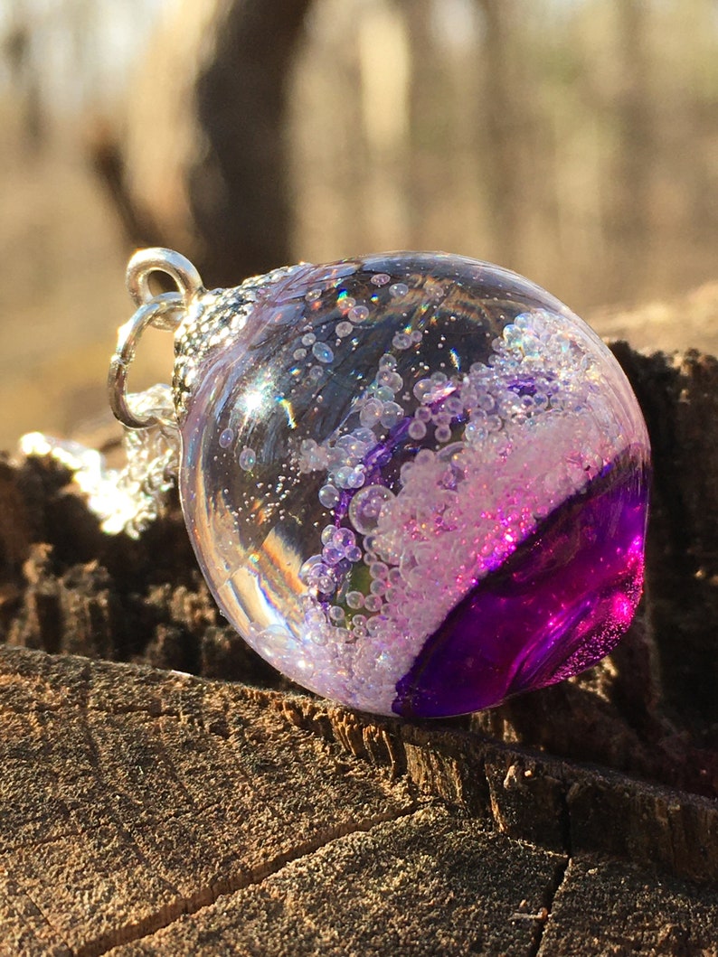wish resin necklace Purple and Pink galaxy bubble resin necklace gifts for her