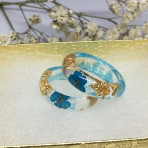 Nature resin ring, epoxy resin ring, birth flower ring, engagement rings