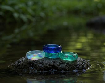 Iridescent Resin Ring, Rainbow Shimmer glitter, Custom Color Choice