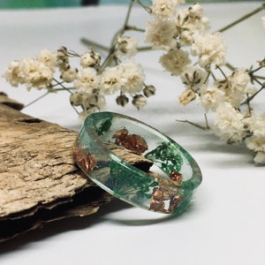 Nature resin ring, boho ring set, engagment rings, aesthetic rings