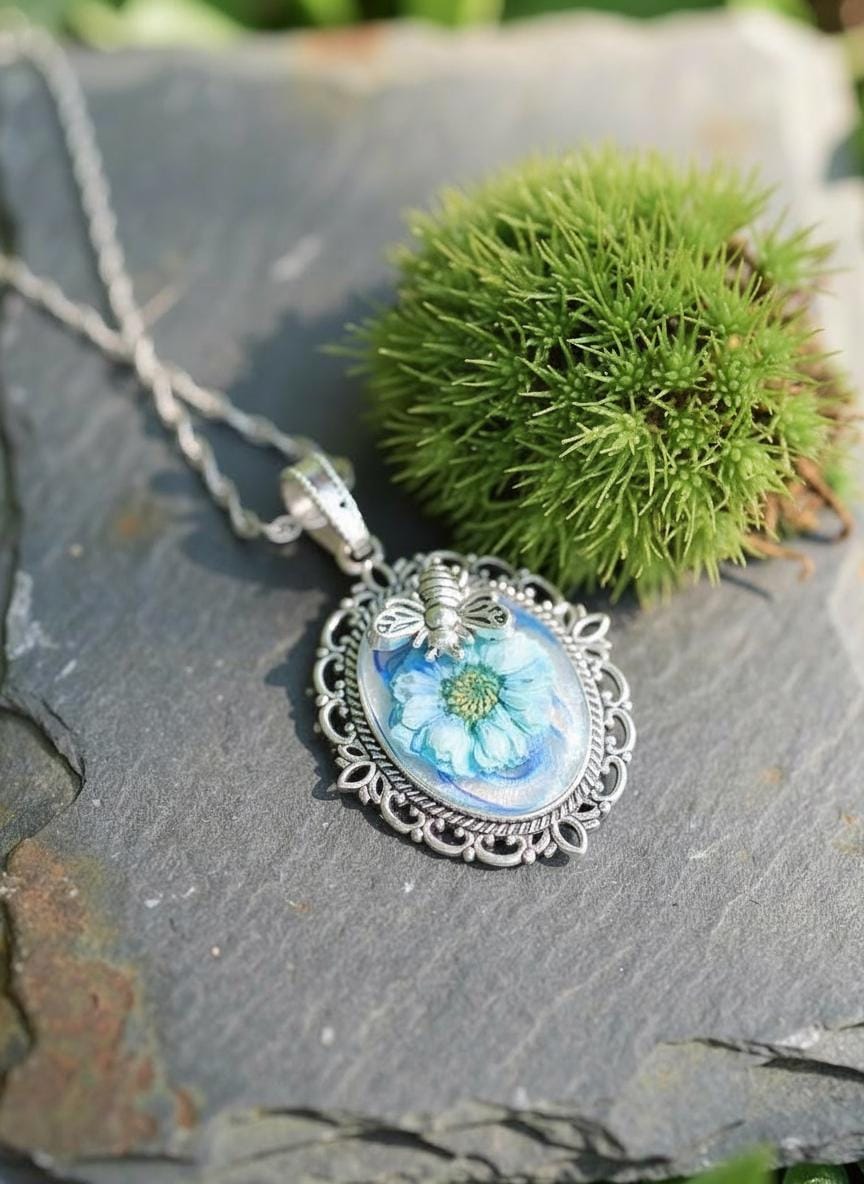 collier abeille crystal en argent pur haute qualité sertie pierre fine