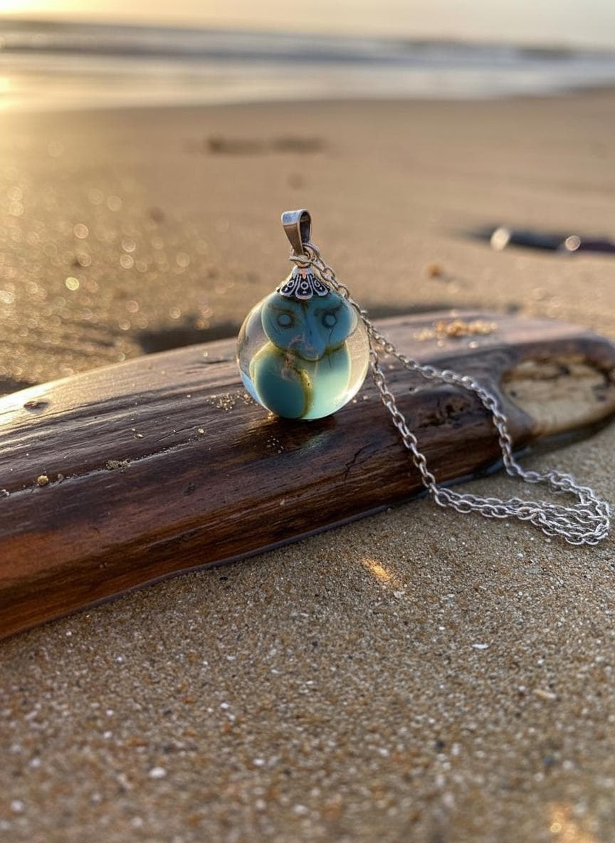 Gufo Blu Turchese Sintetico Collana Vintage Lunga Bronzo Civetta Gufetto Hibou