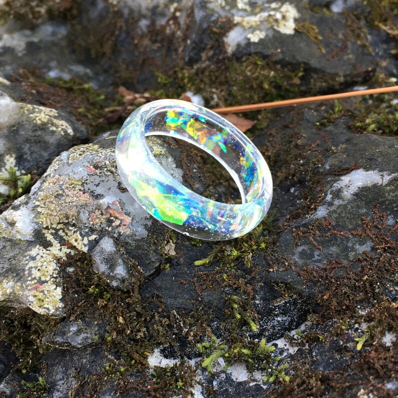 Iridescent resin ring rainbow resin ring resin ring best Etsy