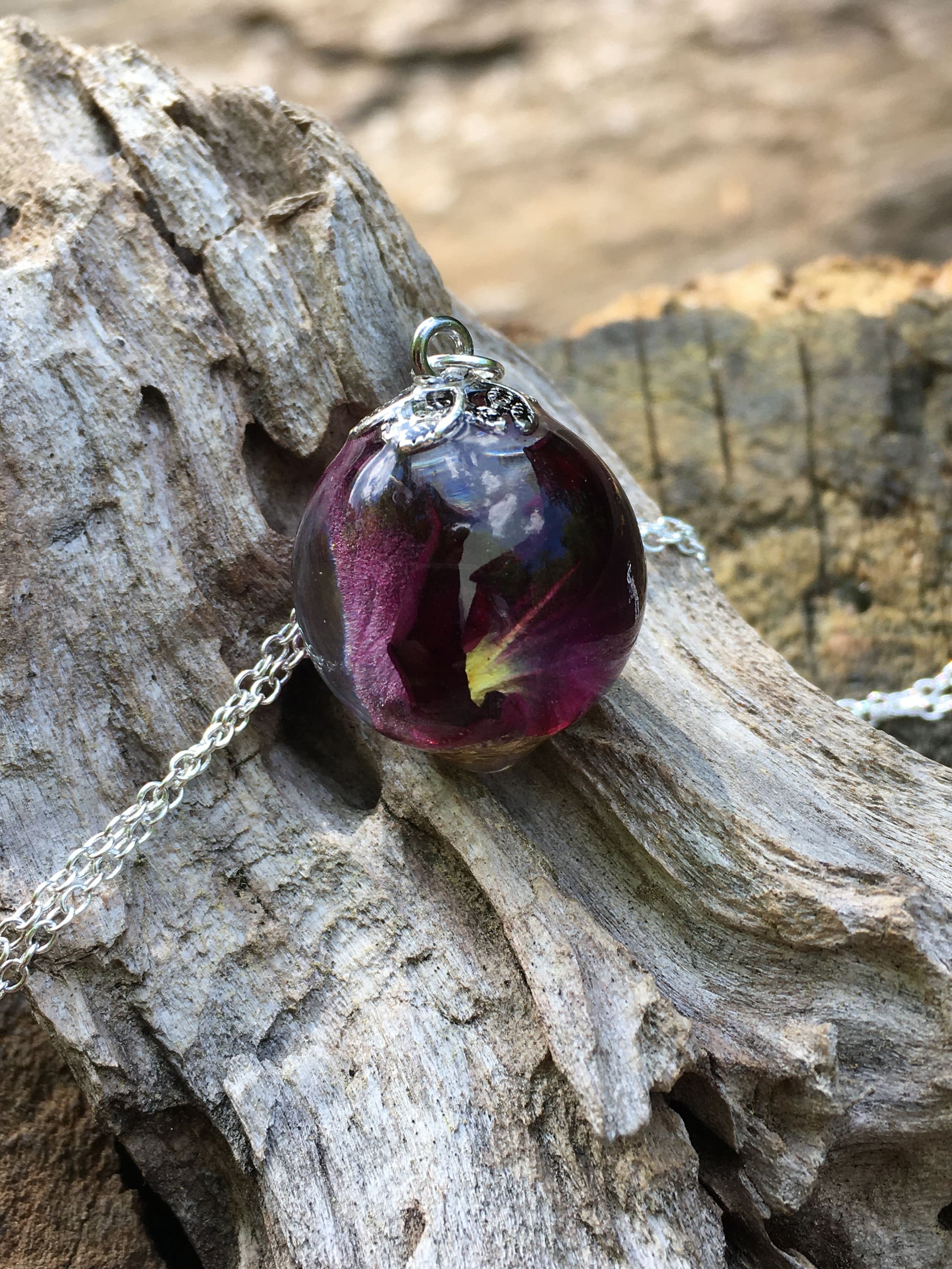 Rose Resin Necklace Real Rose Jewelry Dried Flower Pendant Etsy UK