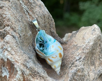 Ocean resin necklace, resin necklace, cruise gifts, sea shell pendant, adoption gifts