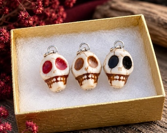 Skull Pendant, Gothic Charm, Epoxy Halloween Necklace, Alternative Spooky Accessory