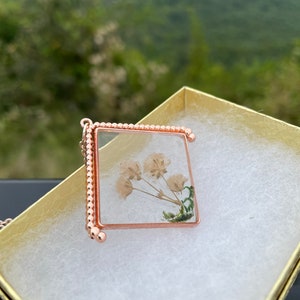 Rose gold necklace, wildflower pendant, Moldavite Necklace