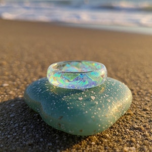 Ring iriserende epoxyhars, glitterring: matte of heldere afwerking